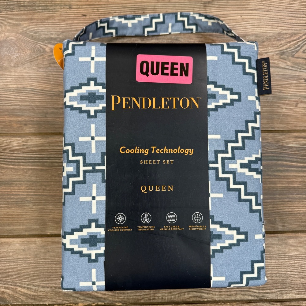 Pendleton Queen Sheet Set Dusty Blue Otero Cooling Technology 4pc NEW